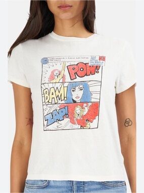 Graphic Comic Panel Tee with POW BAM ZAP - White/Red/Blue/Yellow